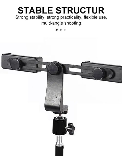 Load image into Gallery viewer, Dual Camera Phone Holder Plastic Mobile Phone Stabilizer Clip 360 Degree Rotating Outdoor Phone Holder For Live Broadcast Supple
