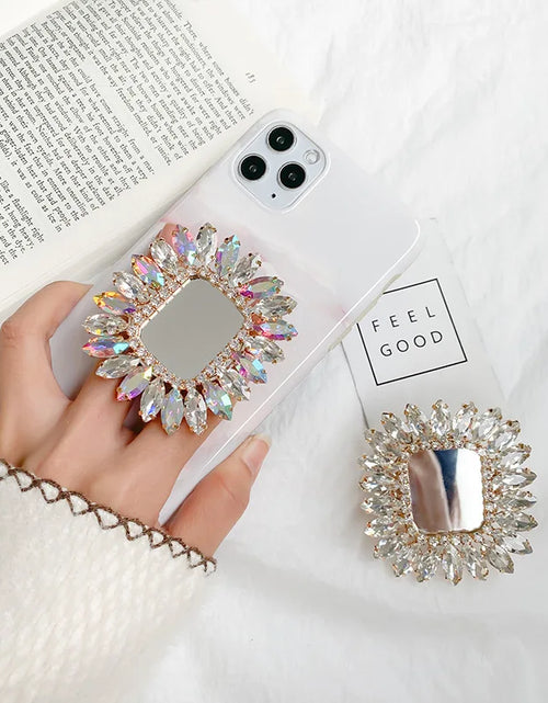 Load image into Gallery viewer, Luxury Shiny Square Mirror Mobile Phone Holder Mobile Phone Accessories Fingrer Ring Holder For IPhone Samsung Mobile Phone Grip
