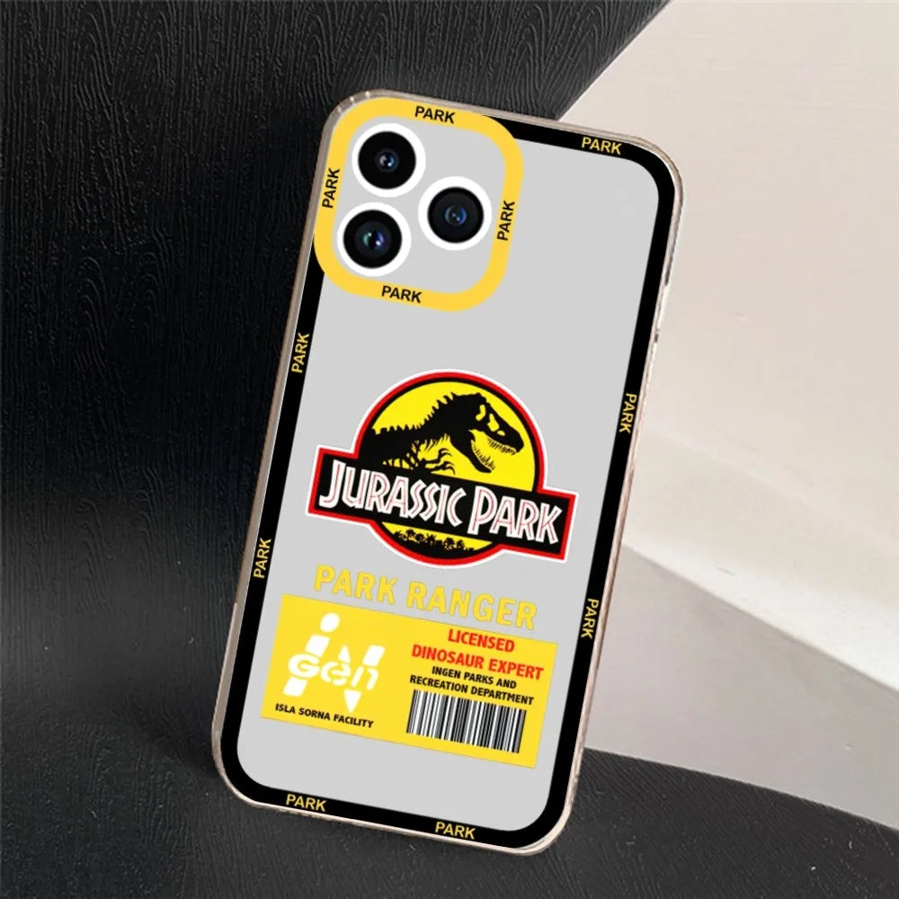 Jurassic Park Dinosaur World Phone Case For iPhone 11 12 Mini 13 14 Pro Max Transparent Shell