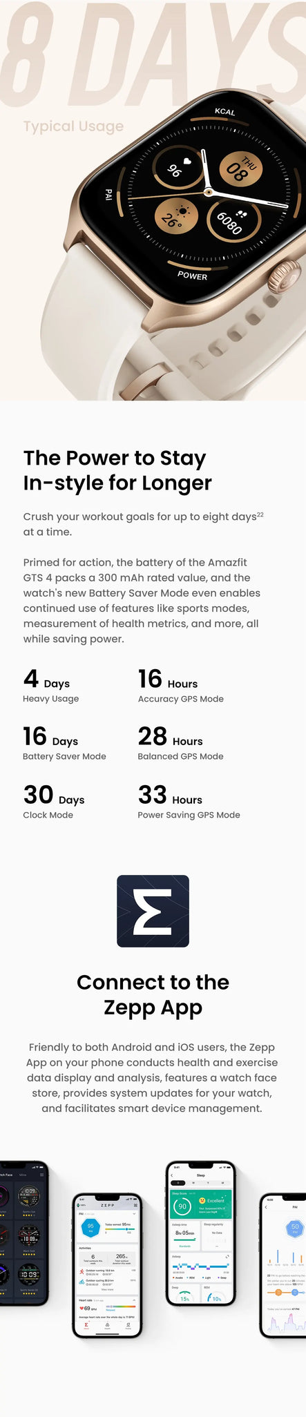 New Amazfit GTS 4 Large AMOLED Display 43mm Smartwatch 150+ Sports Modes Smart Watch Bluetooth Phone Calls For Android IOS