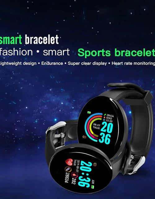 Load image into Gallery viewer, D18 circular color screen smartwatch with multiple sports modes, call information reminders, photos, music, smart wristband
