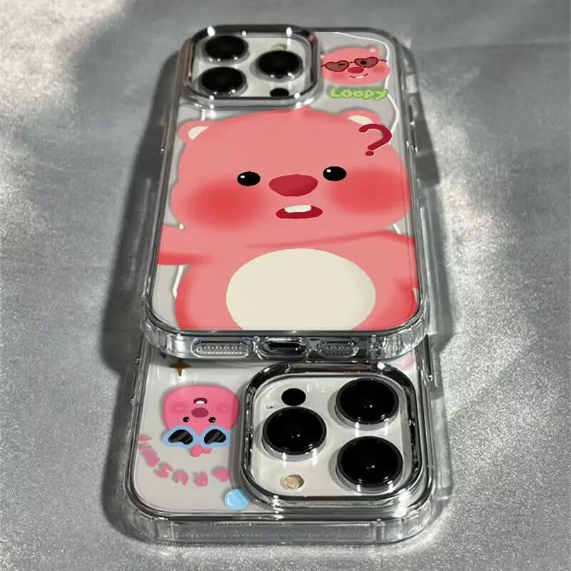 Sanrio Loopy Full Screen Cute Phone Case For iPhone 15 14 13 12 11 Pro Max XR XS MAX 7 8 Plus Brushing Teeth Anti Drop Cover